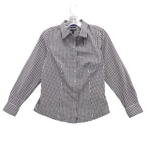 Talbots Petites Wrinkle Resistant Checkered Shirt Metallic Thread Sz 4P